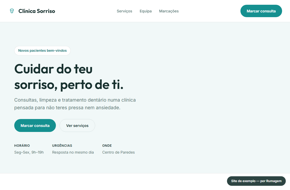 Site de exemplo da Clínica Sorriso